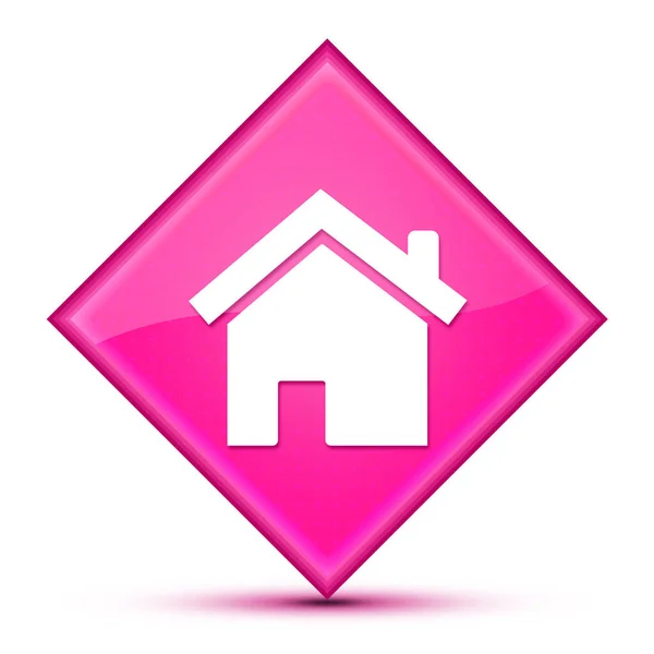 Домашняя Икона Изолированная Роскошной Волнистой Розовой Кнопке Бриллиантом — стоковое фото
