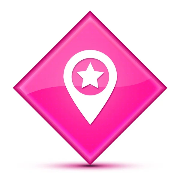 Mapa Icono Estrella Puntero Aislado Lujoso Diamante Rosa Ondulado Botón — Foto de Stock