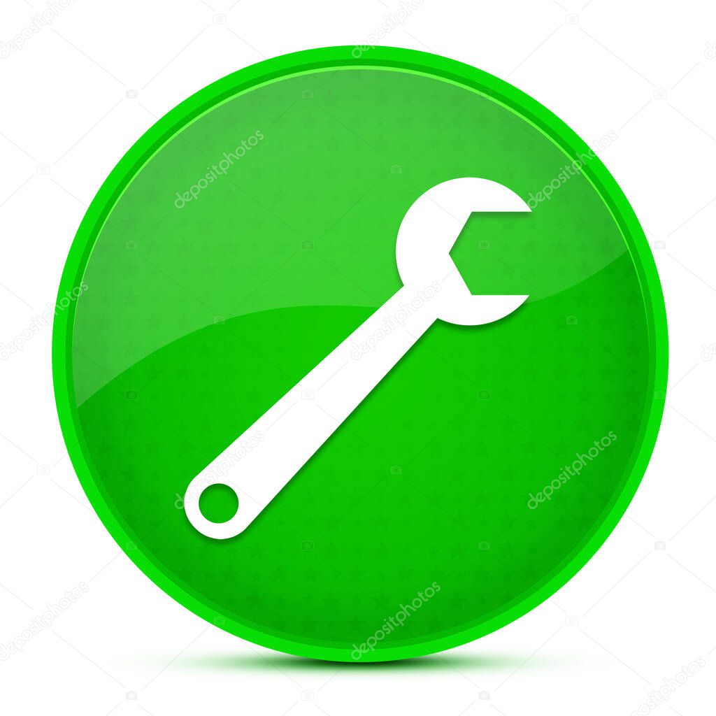 Spanner aesthetic glossy green round button abstract illustration