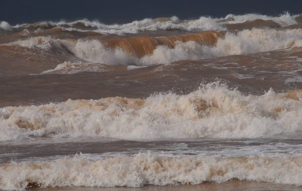 Море Шторм Гуркіт Хвиль Середземного Моря Дощову Бурхлива День — стокове фото