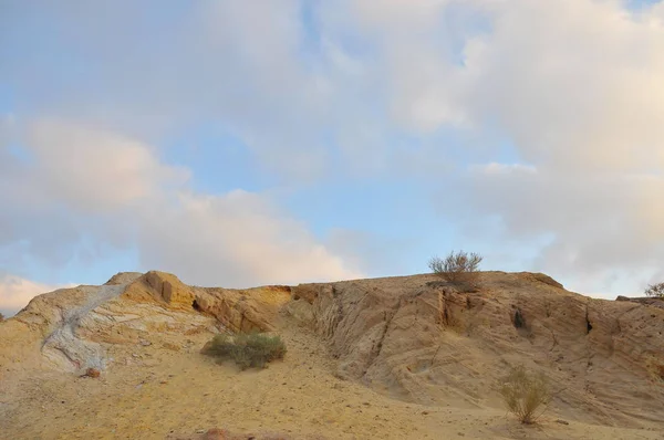 Desert Landscape Sunrise Hiking Desert Part Israel National Trail Negev — Stock Photo, Image