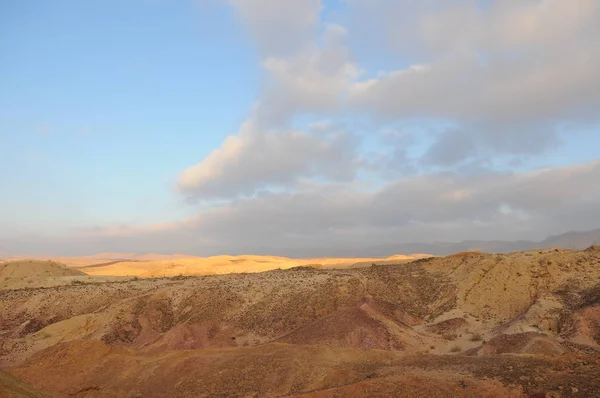 Desert Landscape Sunrise Hiking Desert Part Israel National Trail Negev — Stock Photo, Image