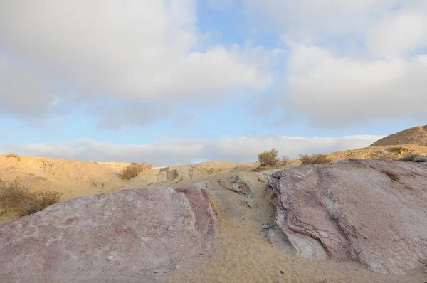 Desert Landscape Sunrise Hiking Desert Part Israel National Trail Negev — Stock Photo, Image