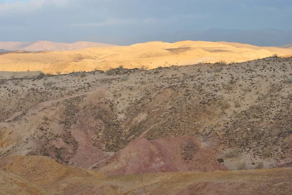 Desert Landscape Sunrise Hiking Desert Part Israel National Trail Negev — Stock Photo, Image