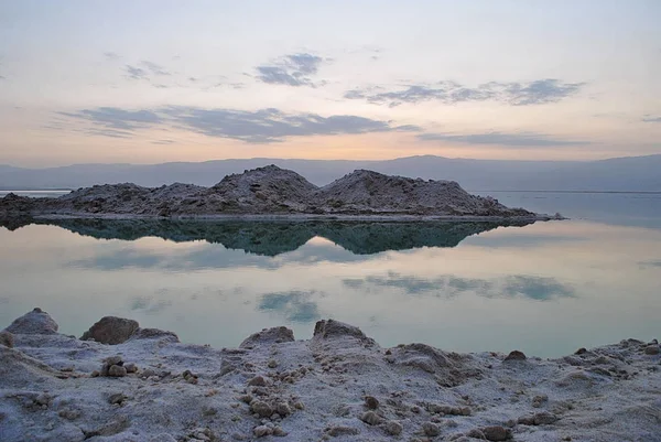 Nascer Sol Sobre Costa Mar Morto Israel Lugar Mais Baixo — Fotografia de Stock