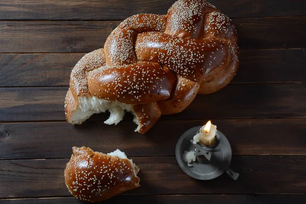 Домашний Хлеб Хала Кунжутом Еврейский Хлеб Шаббат — стоковое фото