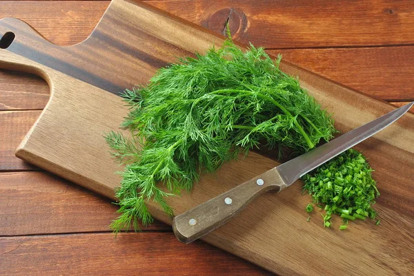 Fresh Dill Wooden Background — Stock Photo, Image