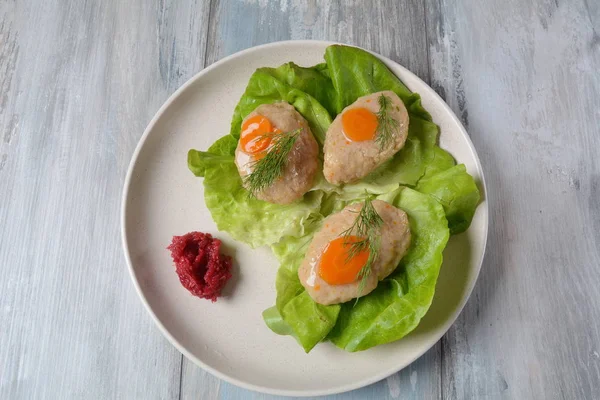 Gefilte Balığı Doldurulmuş Balık Geleneksel Yahudi Yemeği Esas Olarak Pesach — Stok fotoğraf