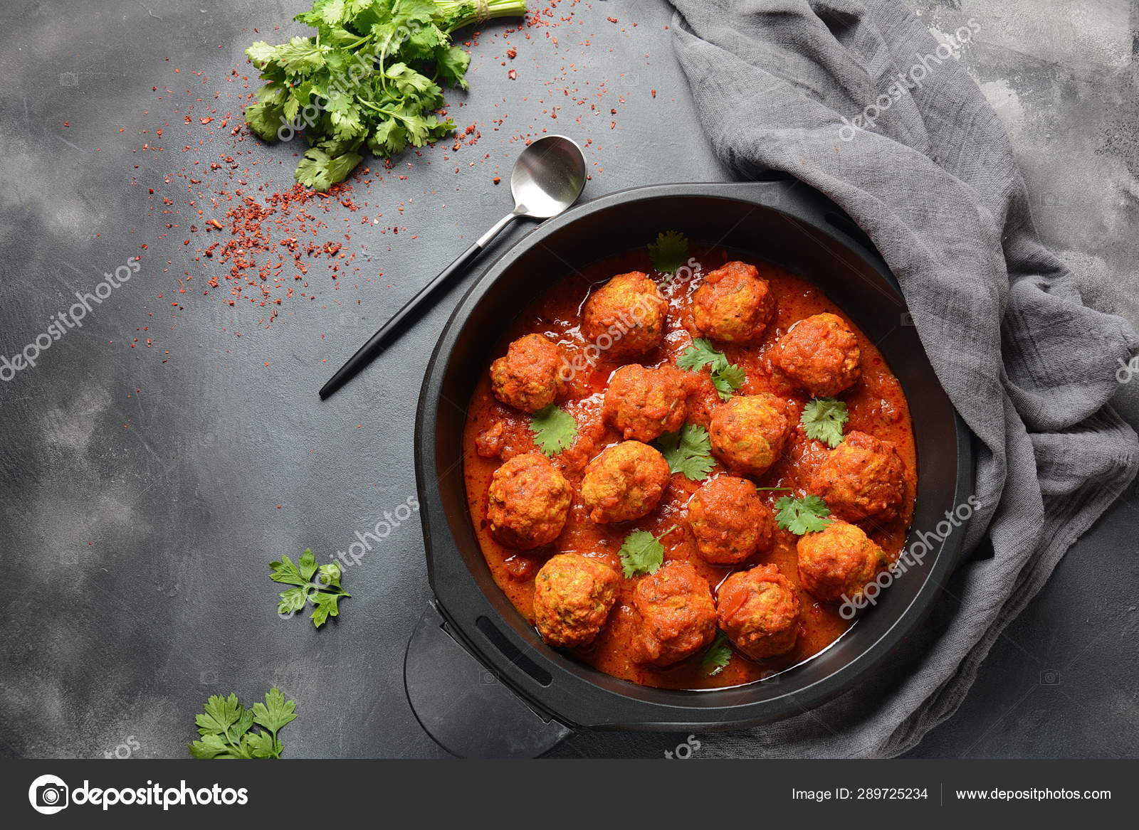 Meatballs Sweet Sour Tomato Sauce Spices Served Frying Pan Dark Stock Photo by ©Nataly1973 289725234