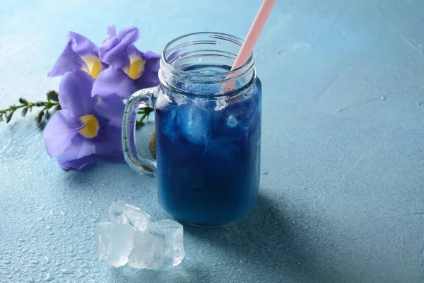 Горошек Ледяной Бабочкой Здоровая Летний Холодный Напиток Ледяной Органический Синий — стоковое фото
