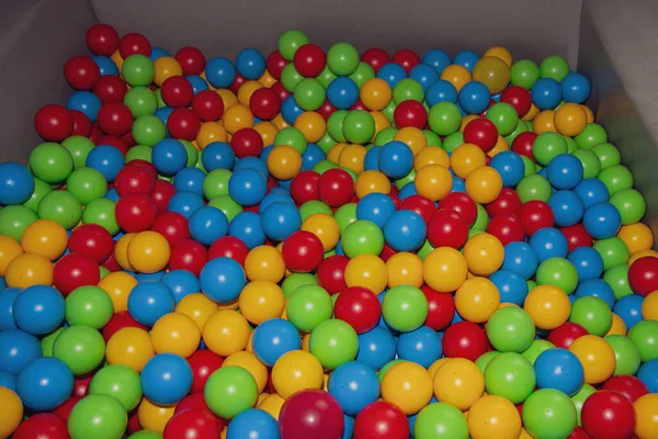 Pelotas Coloridas Del Parque Infantil Vista Arriba Abajo Antecedentes —  Fotos de Stock