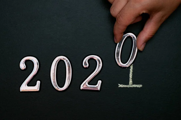 Hand Changes Year 2020 2021 New Year Business Planning Cover — Stock Photo, Image