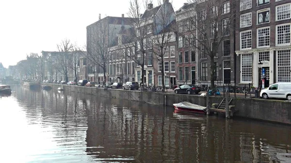 Los Canales Holandeses Amstedam Día Frío — Foto de Stock