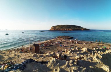 cala güzel plaj comte günbatımı zaman. ibiza Adası