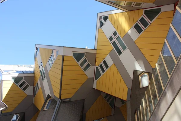 Casas cúbicas amarelas famosas de rotterdam — Fotografia de Stock