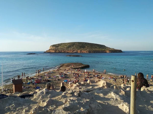 Cala Comte at sunset. visit the unique beauties of the Balearic islands and the sea of ​​Ibiza