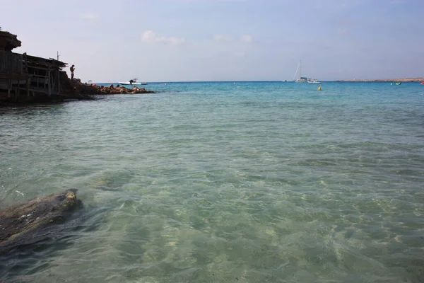 Mar Azul Cala Saona Verano Formentera Las Islas Baleáricas — Foto de Stock