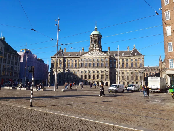 Dam Plein Met Het Koninklijk Paleis Overdag Amsterdam — Stockfoto