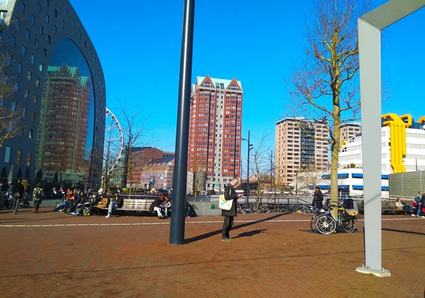 Beroemde Pittoreske Gele Kubieke Huizen Van Rotterdam Moderne Nederlandse Metropool — Stockfoto