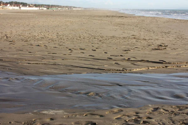 Bord Mer Sur Plage Sable Établissement Balnéaire Italien Versilia Toscane — Photo