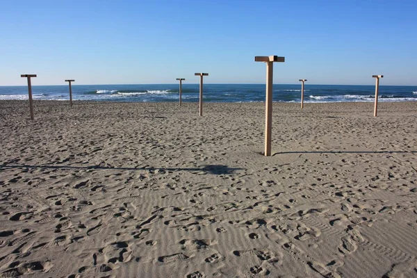 Meer Sandstrand Einer Italienischen Strandanlage Der Versilia Toskana — Stockfoto