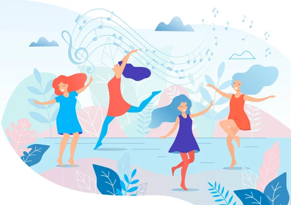 Ilustración Vectorial Mujeres Bailando — Archivo Imágenes Vectoriales