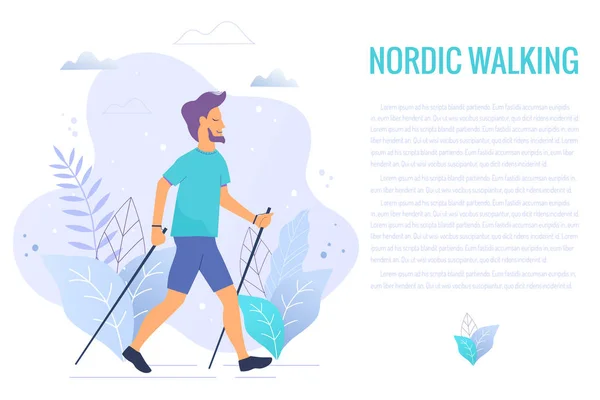 Nordic Walking Illustrazione Vettoriale — Vettoriale Stock
