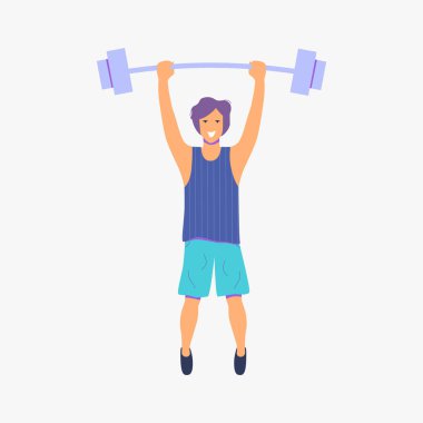 Adam bir halter vektör çizim ile.