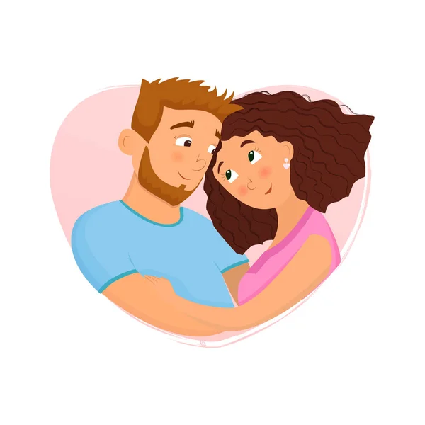 Mann Und Frau Verliebt Valentinstag Cartoon Vektor Illustration — Stockvektor