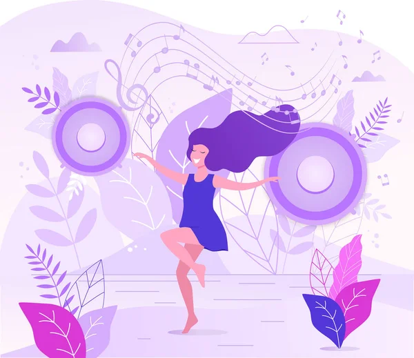 Taneční Šťastná Dívka Vektorové Ilustrace — Stockový vektor