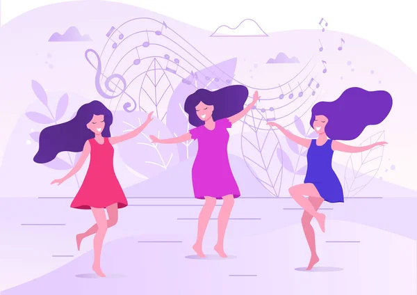 Векторная Иллюстрация Танцующих Женщин — стоковый вектор