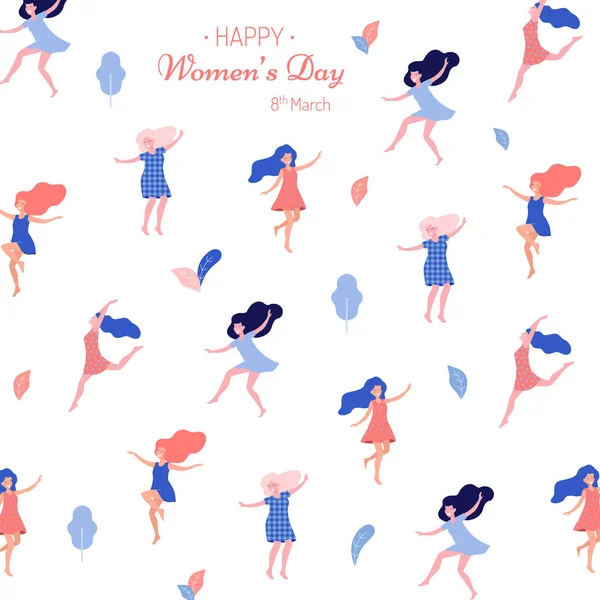 Ilustrație Vectorială Fericită Pentru Femei Frumoase Femei Dansatoare — Vector de stoc
