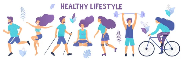 Υγιεινού Τρόπου Ζωής Διαφορετικές Φυσικές Δραστηριότητες — Διανυσματικό Αρχείο