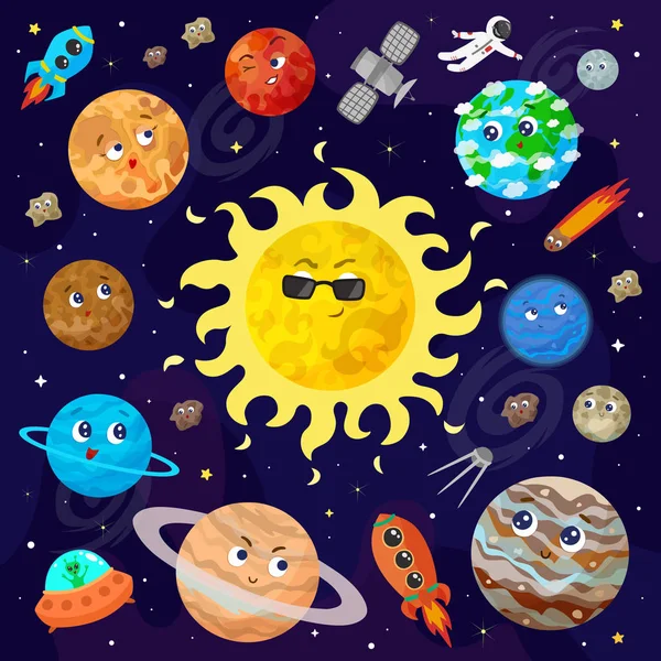 Ilustracja Wektorowa Przestrzeni Wszechświata Planet — Wektor stockowy