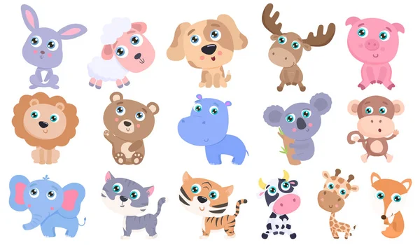 Cute Animals Set Vector Illustration — Stock Vector