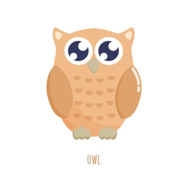 Şirin baykuş vektör çizimi. Düz tasarım