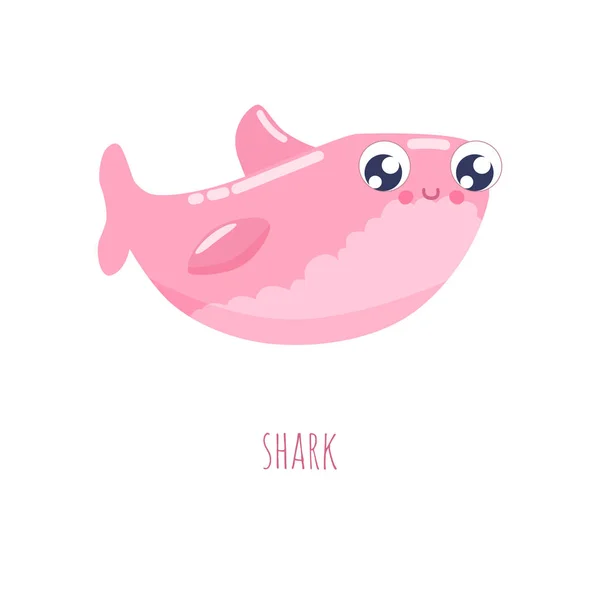 Cute Shark Vector Illustration Colorful Fish Flat Design — Stock Vector