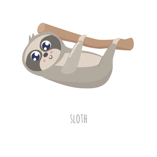 Cute Sloth Vector Illustration Flat Design — Stock Vector