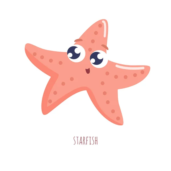 Schattig Starfish Vector Illustratie Platte Ontwerp — Stockvector