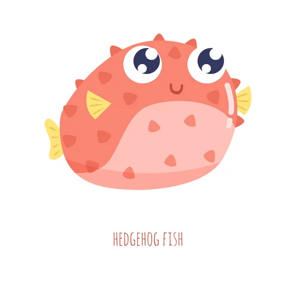 stock vector Cute little  fish  hedgehog vector illustration. Flat design