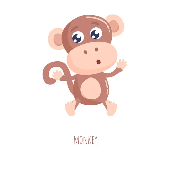 Cute Monkey Vector Illustration Flat Design — Stock Vector