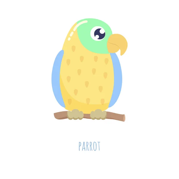 Roztomilý Papoušek Vektorové Ilustrace Plochý Design — Stockový vektor