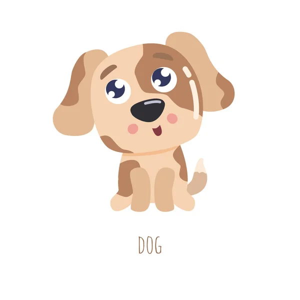 Schattige Puppy Vector Illustratie Plat Ontwerp — Stockvector