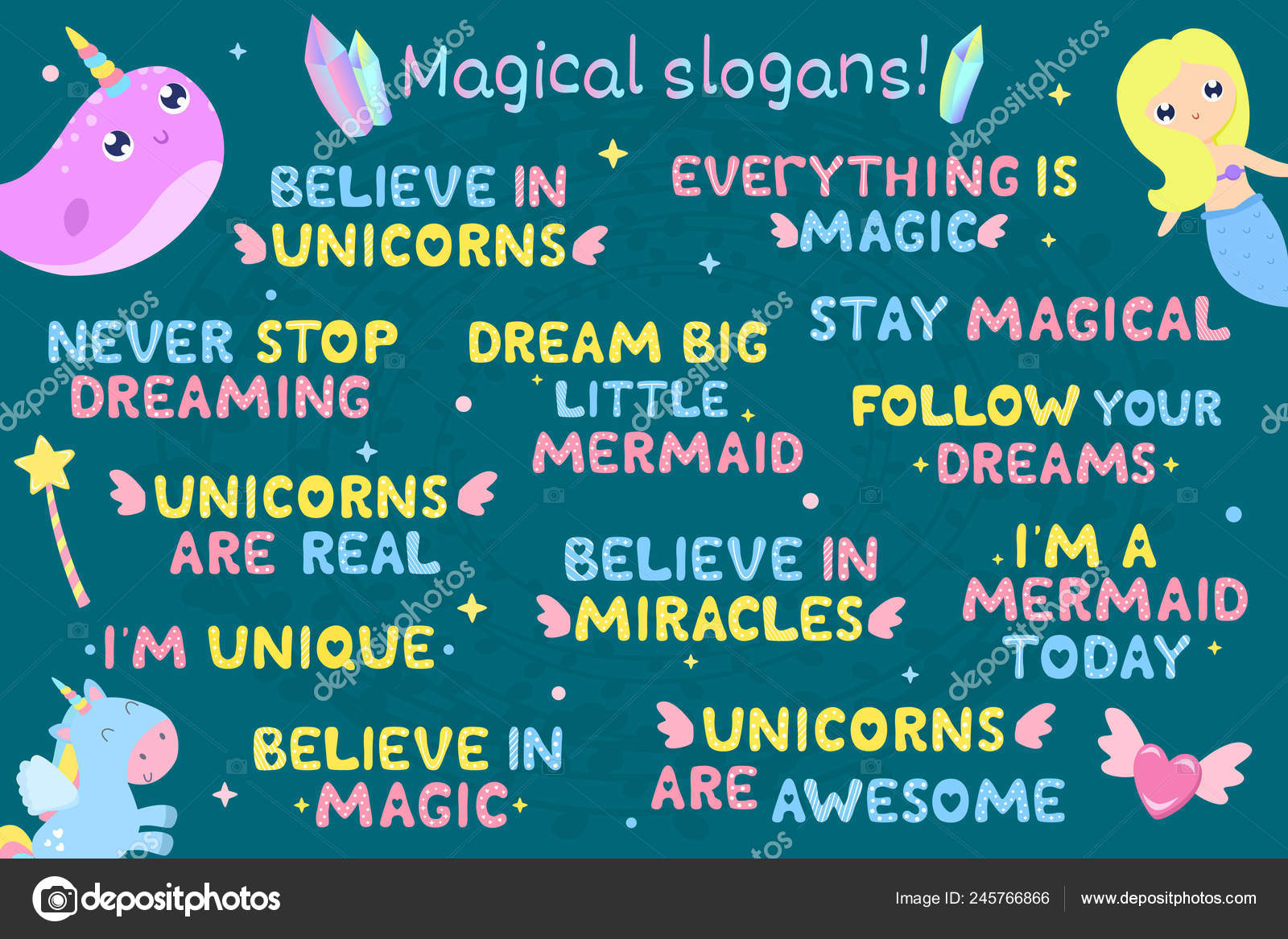 Inspirational Positive Lettering Quotes Vector Illustration Text Inspirational Positive Lettering Quotes Vector Illustration Text