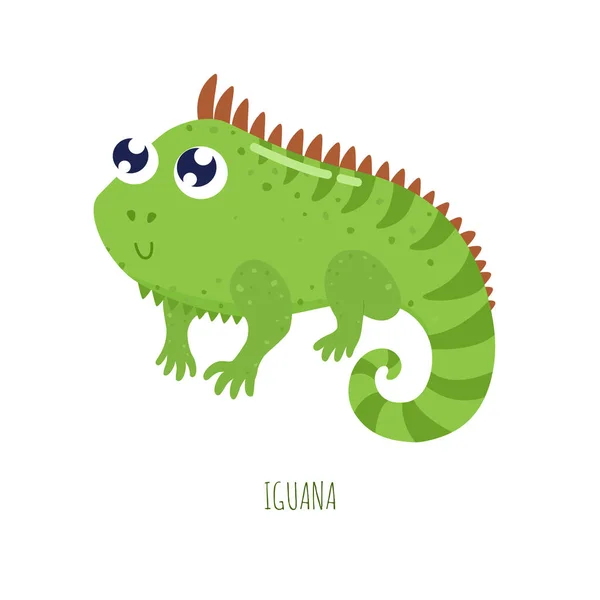 Lindo Dibujo Animado Iguana Vector Ilustración — Archivo Imágenes Vectoriales