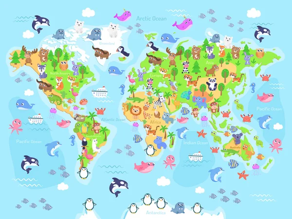 Gráfico vectorial Mapa mundi animales ▷ Imagen vectorial Mapa mundi animales  | Depositphotos