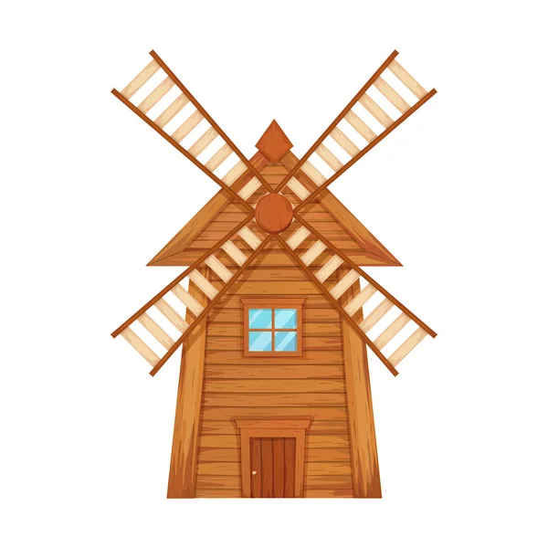 Vektor Illustration Für Windmühlen Aus Holz — Stockvektor