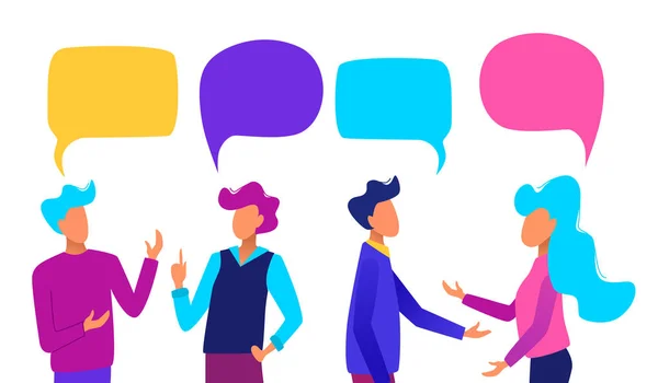 People with speech bubbles. People chatting. Communication concept vector illustration. — Stock Vector