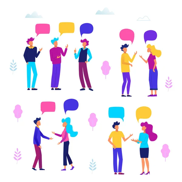 People with speech bubbles. People chatting. Communication concept vector illustration.