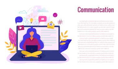 Sosyal ağ web sitesi sörf kavramı vektör çizim. Wo